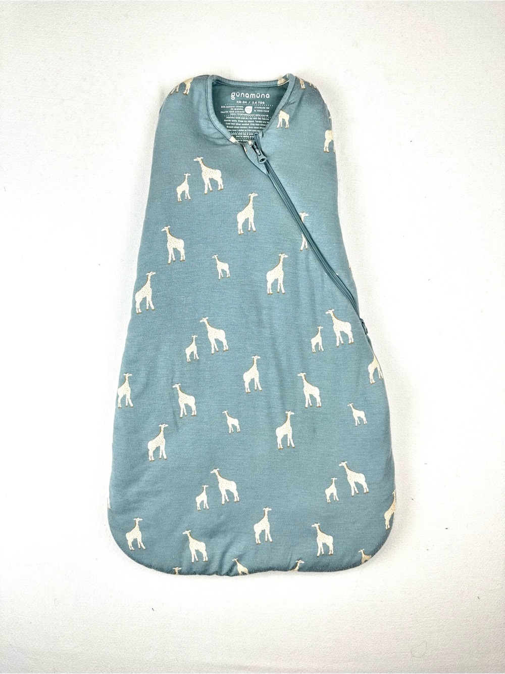 Gunamuna Swaddle Sleep Sack Giraffe Moss Green NB/3M Bamboo